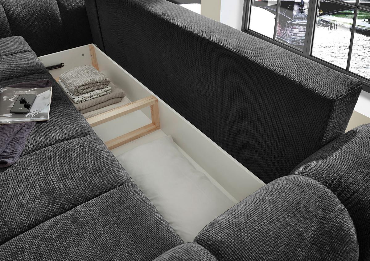 Schlafsofa Bubble Schwarz B: 256 Cm - Schwarz, Design, Textil (256/76/112cm) - MID.YOU
