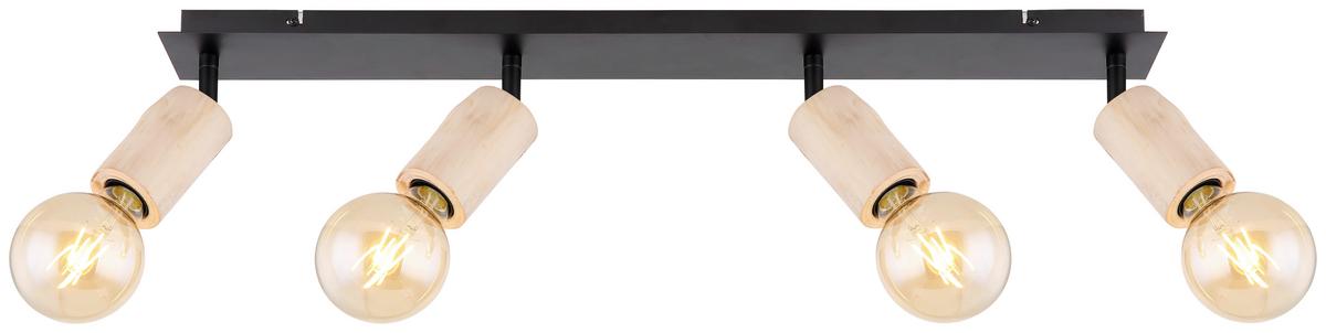 Strahler 54032-4 4-Flammig verstellbar L: 80 cm - Schwarz/Naturfarben, Basics, Holz/Metall (80/10/18cm) - Globo