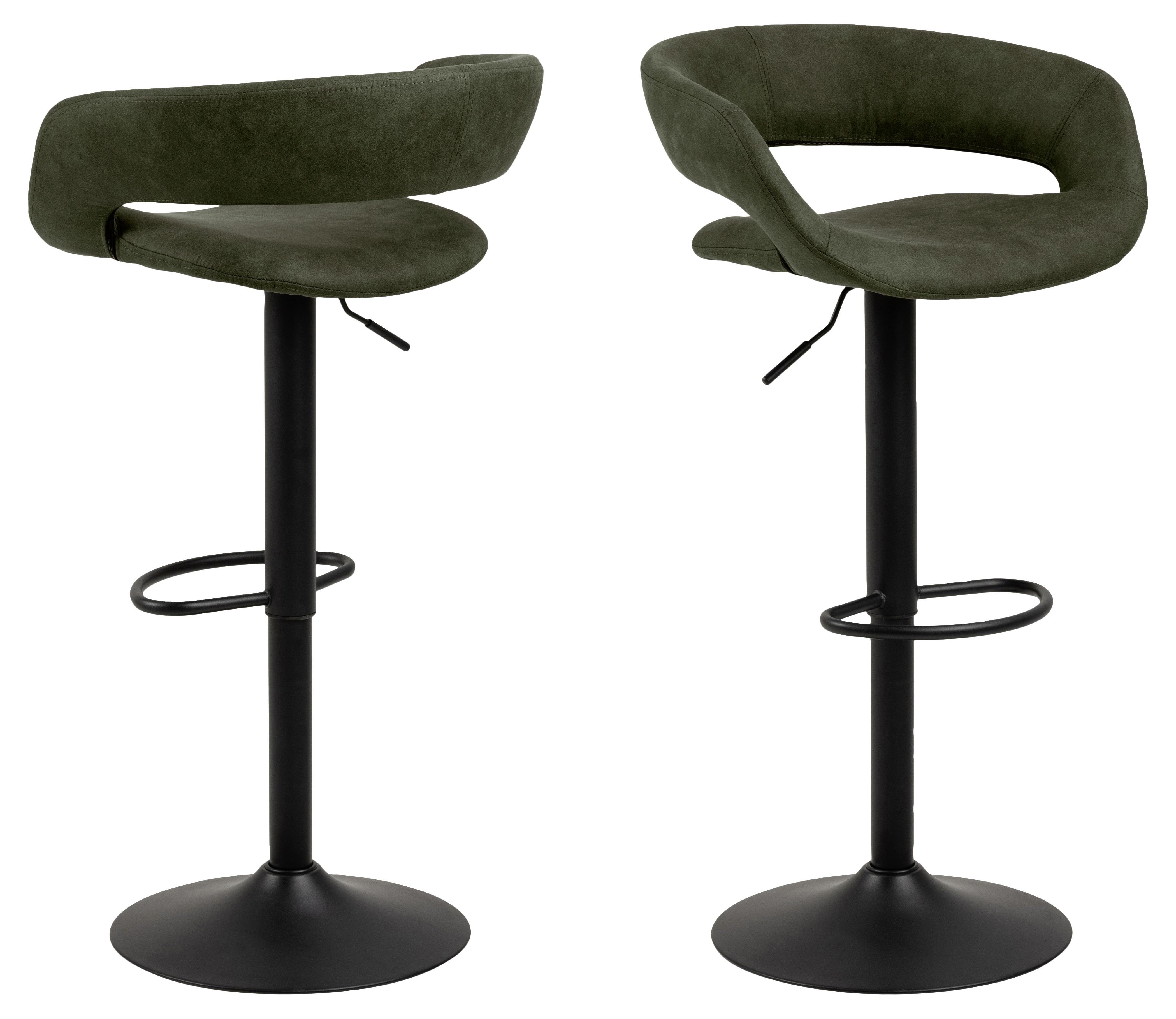 Barhocker Grace B: 55 cm Olivgrün  Textil: Olivgrün / Lederlook