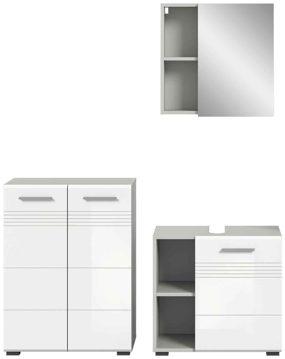 Badezimmer Copa Grau Weiß Hg B: 120 Cm - Weiß Hochglanz/Schwarz, MODERN, Holzwerkstoff (120cm) - MID.YOU