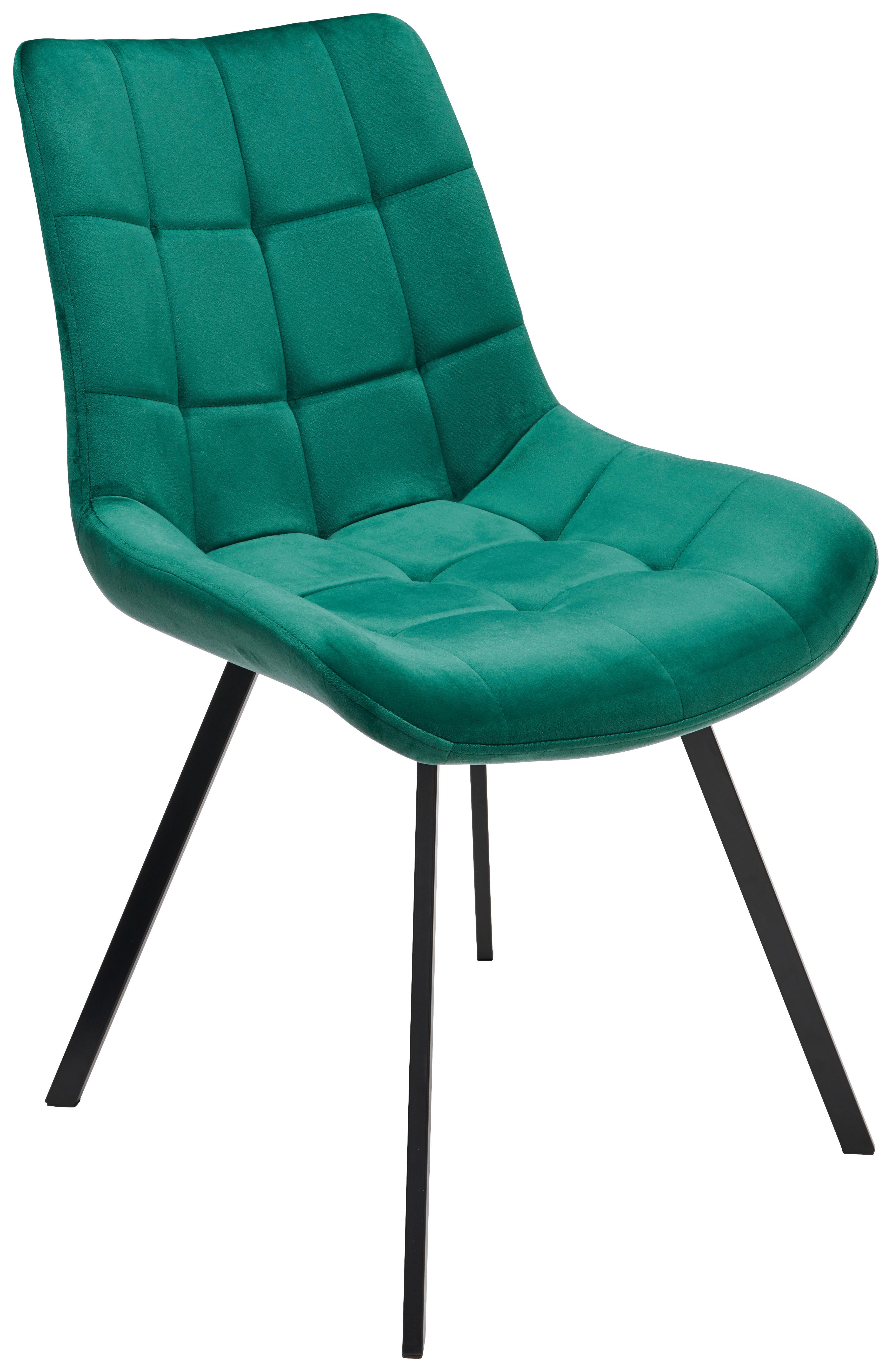 Schalenstuhl Chris Grün Samt Gepolstert - Schwarz/Grün, MODERN, Textil/Metall (54/86/62cm) - Luca Bessoni