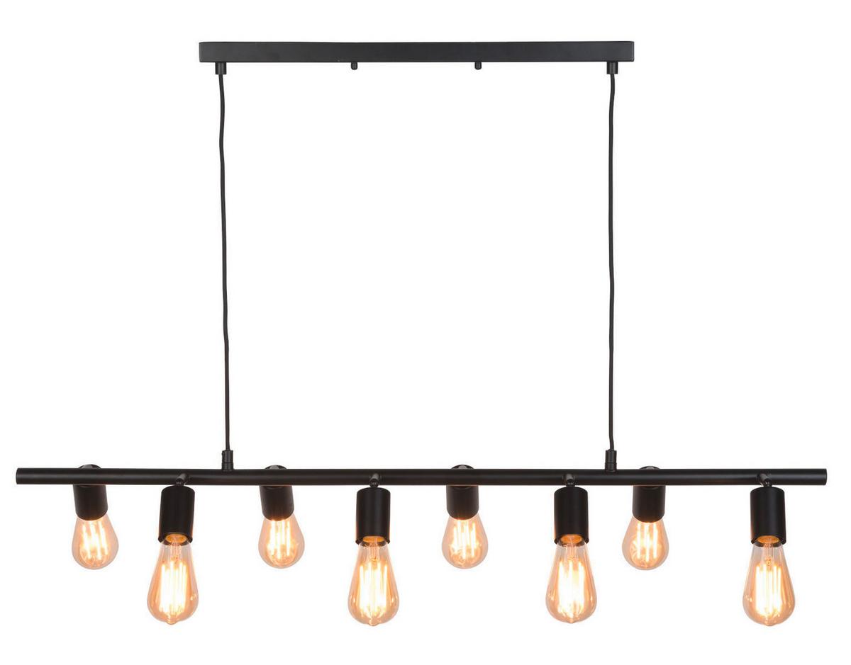 Hängeleuchte Miami H: 28-175cm 8-Flammig Höhenverstellbar - Schwarz, Design, Metall (105/28/28-175cm) - It's about Romi