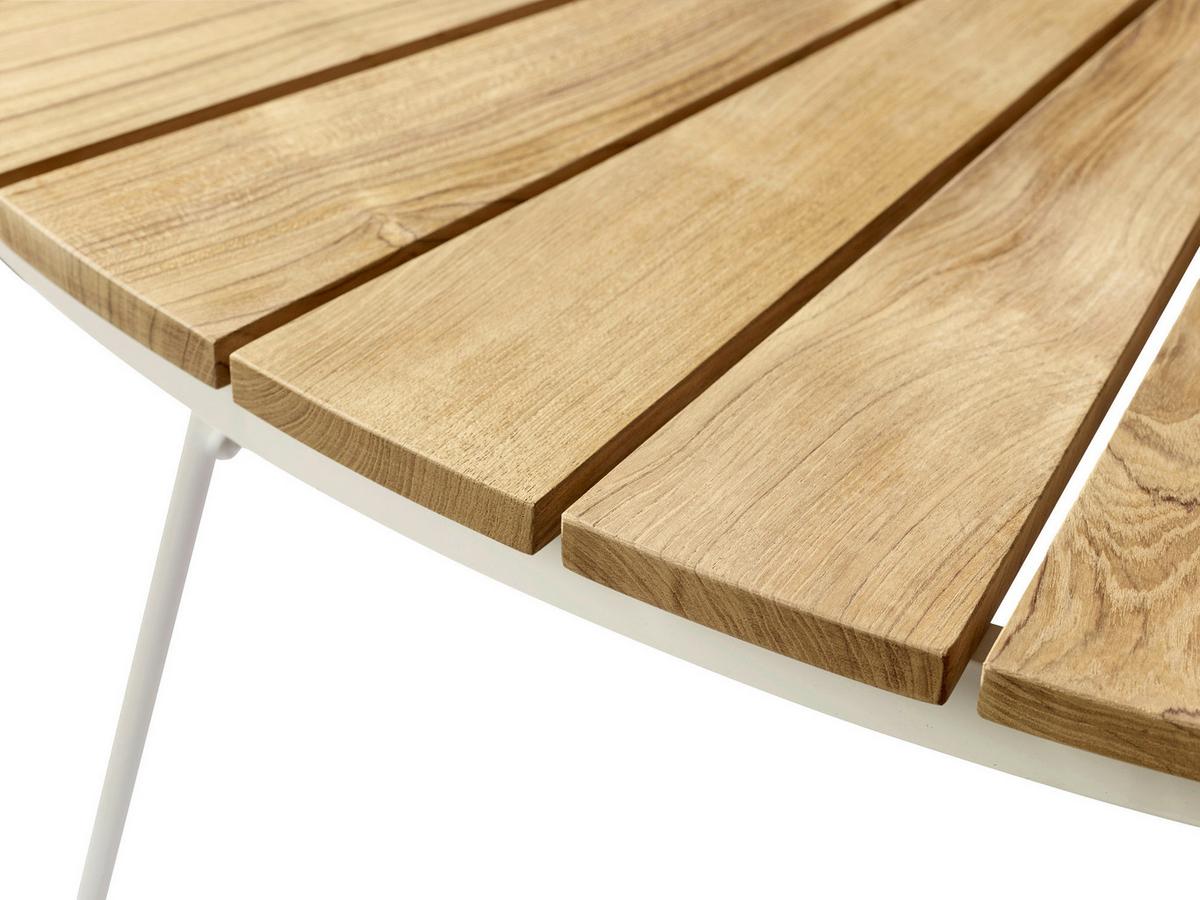 Gartentisch Ellen Teakholz/Aluminium ⌀ 110 cm - Weiß Hochglanz/Weiß, KONVENTIONELL, Holz/Metall (110/74/110cm) - Gardenson