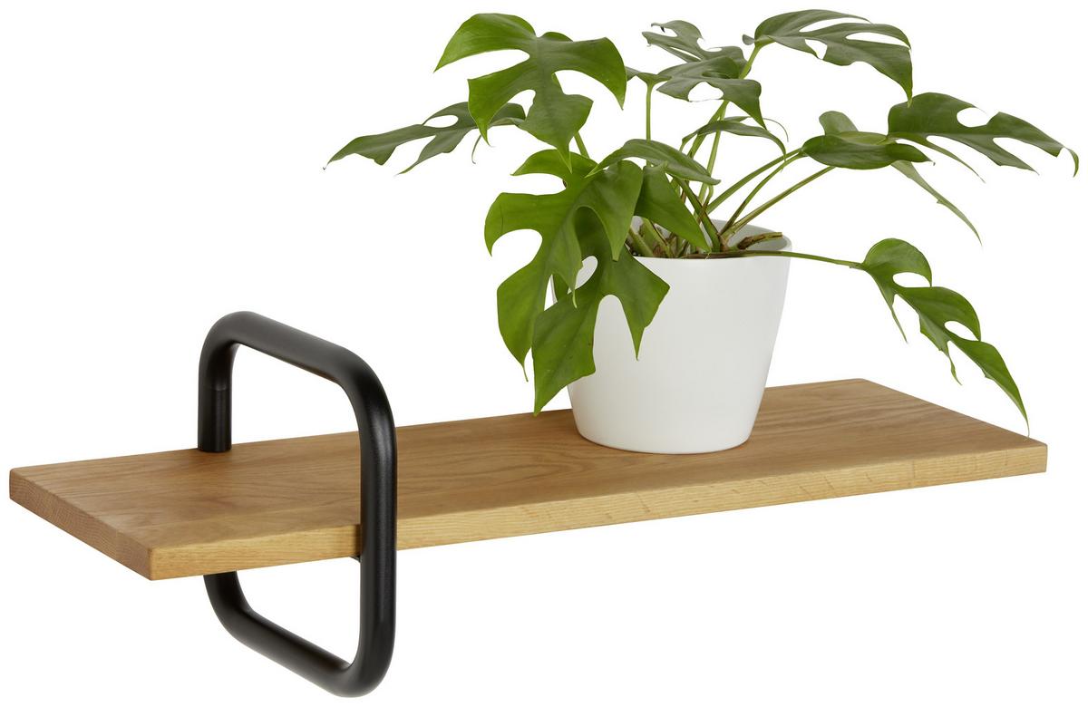 NÁSTENNÁ POLICA DANZIG -SB- - čierna/farba duba, Modern, kov/drevo (60/20/22cm) - Mömax