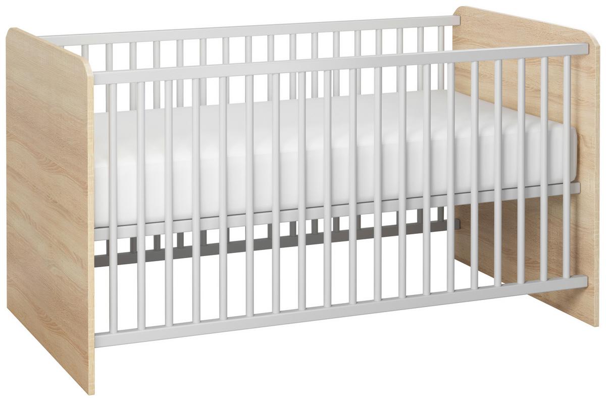 Gitterbett Wiki 70x140 Cm Dekor Weiß/sonoma Eiche - Weiß/Sonoma Eiche, KONVENTIONELL, Holzwerkstoff (144/82cm) - MID.YOU