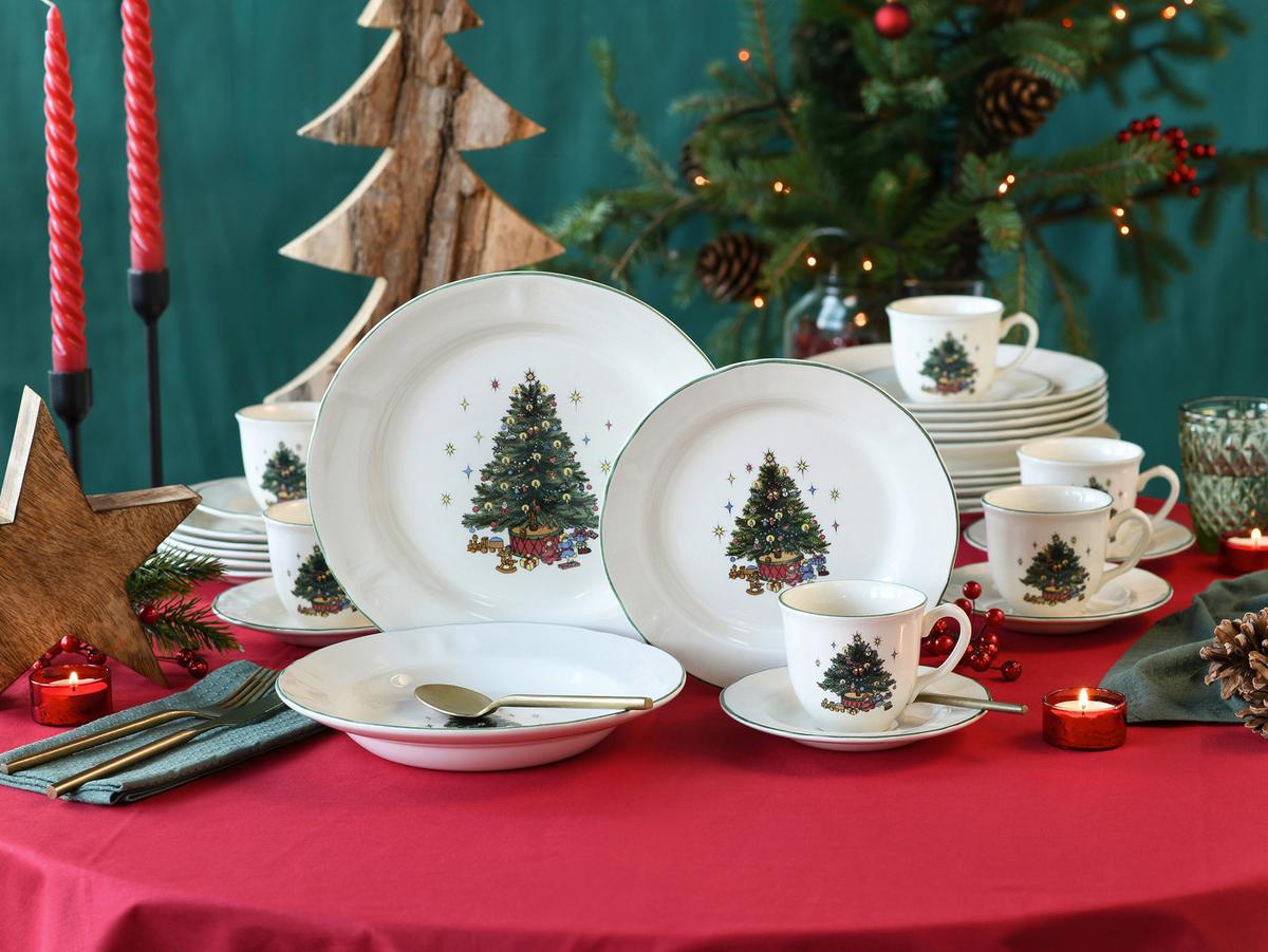 Kombiservice 30 -teilig. Steingut, Multicolor/Weiß - Multicolor/Weiß, Basics, Keramik - Creatable