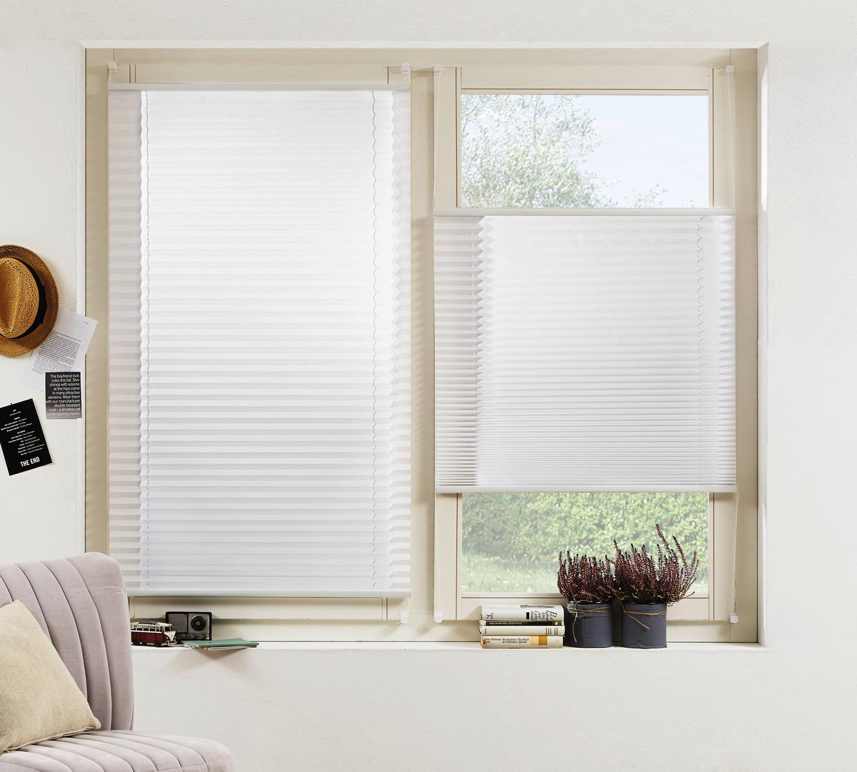 Plissee Free Weiß B: 100 Cm - Hellgrau, Basics, Textil (100/130cm) - Homeware