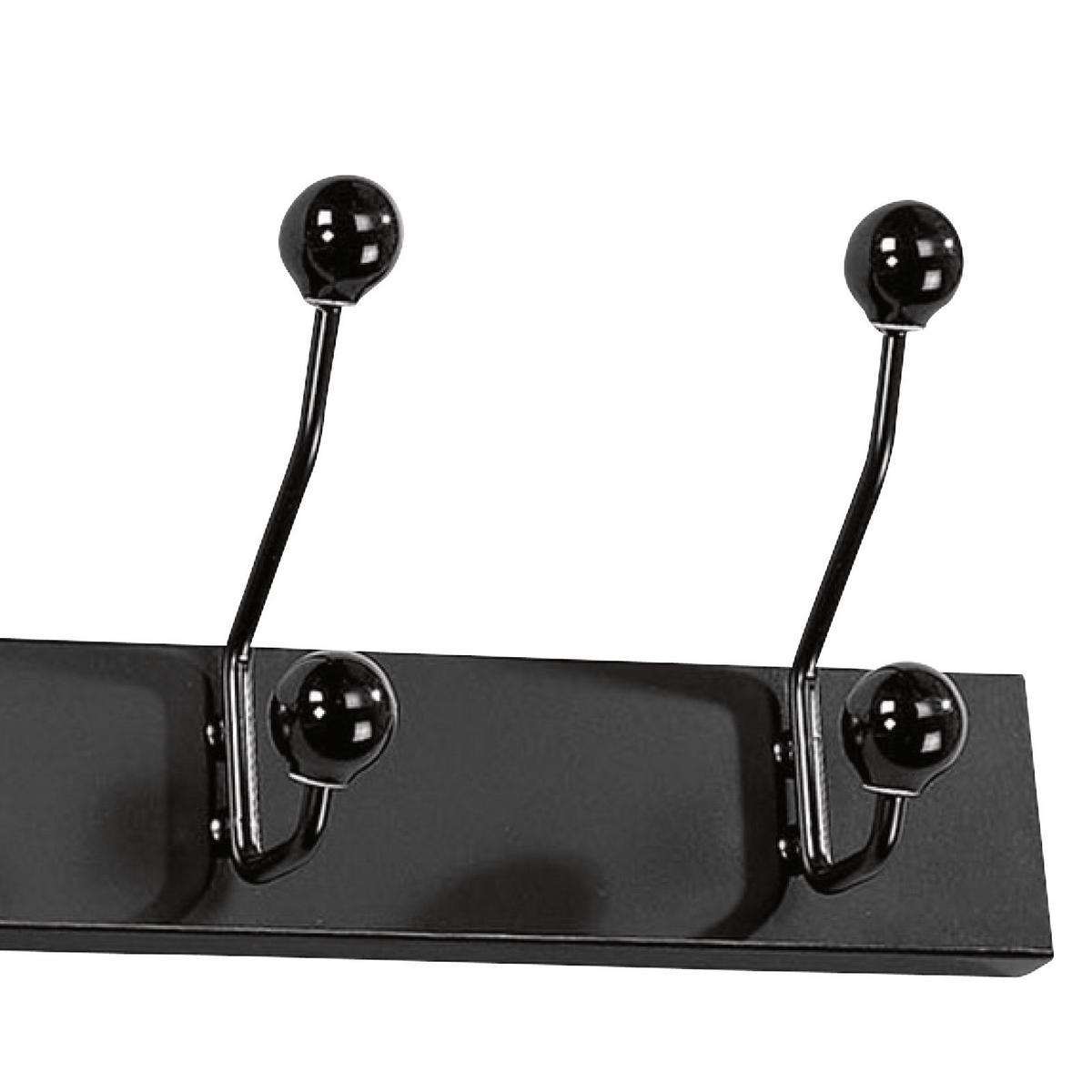 LIŠTA S HÁČIKMI GREVE - čierna/biela, Modern, kov/kompozitné drevo (65/13/7cm)