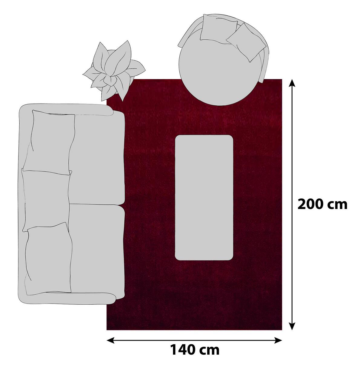 Hochflor Teppich Rot Ata 140x200 cm - Rot, Design, Textil (140/200cm) - Novel