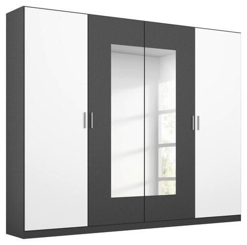 Drehtürenschrank Mit Spiegel 226cm Borneo, Weiß/Grau - Weiß/Grau, Basics, Holzwerkstoff (226/210/54cm) - Rauch Möbel