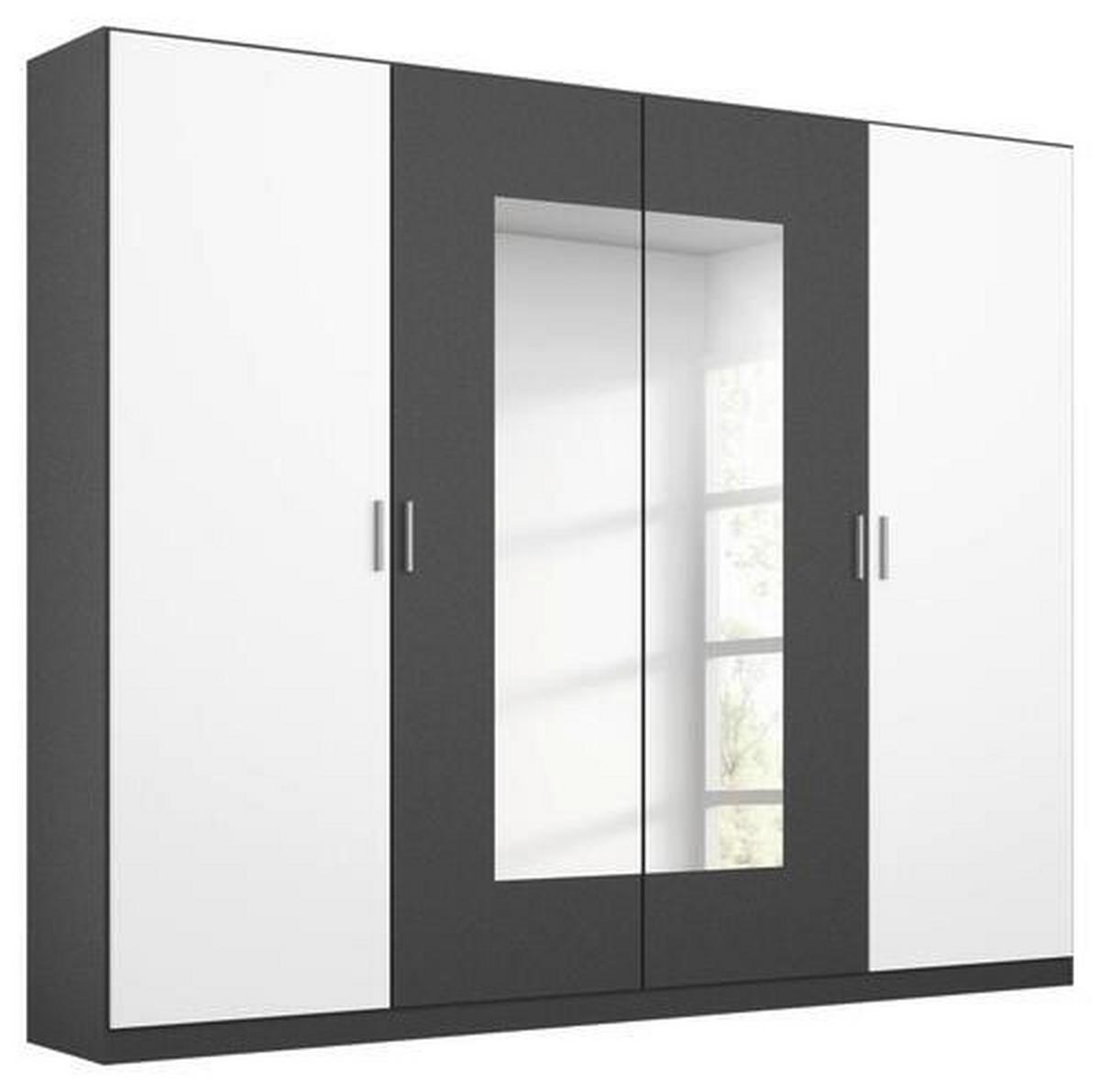 Skriňa s otočnými dverami Borneo š: 226cm sivá/biela - sivá/biela, Basics, kompozitné drevo/plast (226/210/54cm) - MID.YOU