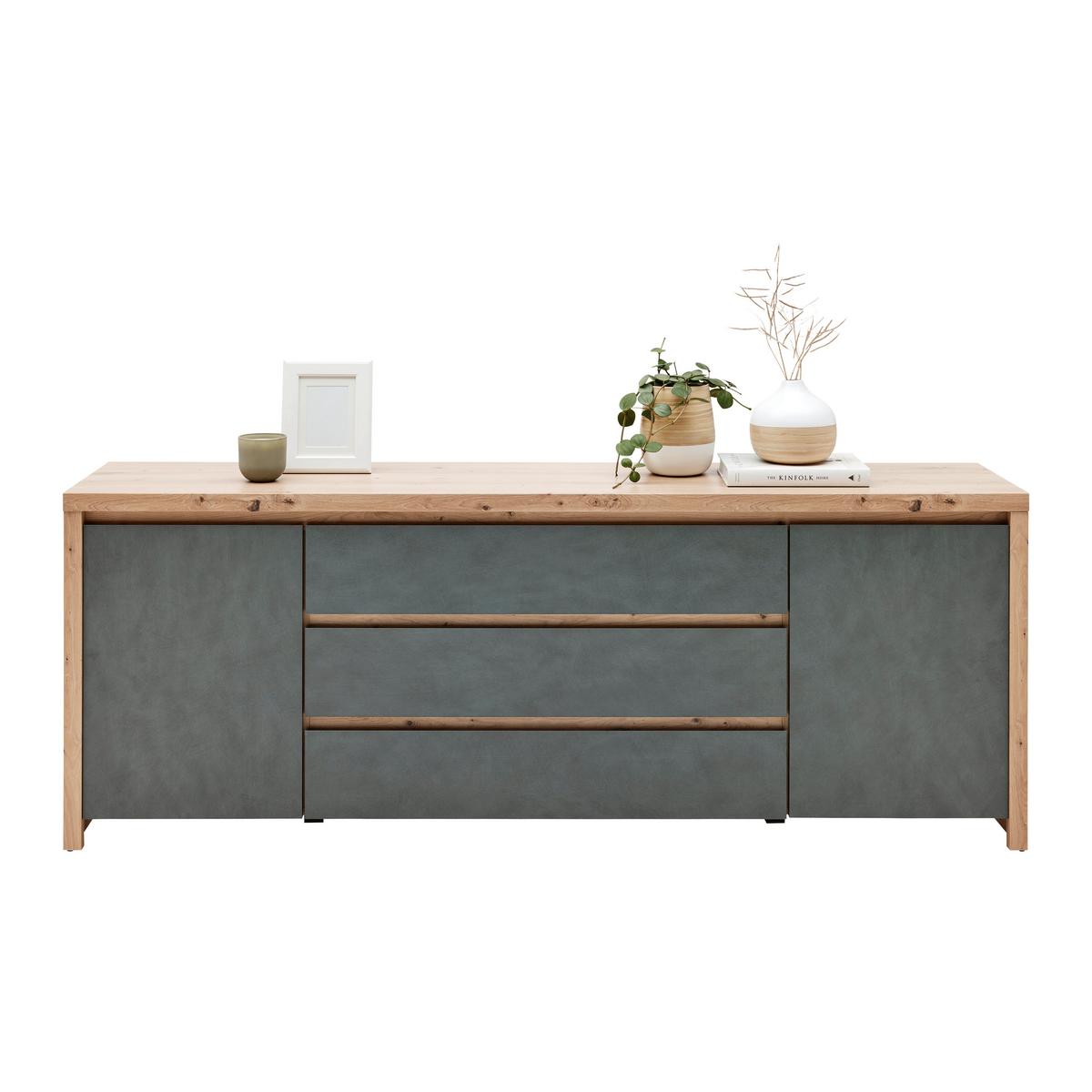 Kommode 190cm Larios Eiche Dekor/grau - Eiche Artisan/Grau, MODERN, Holzwerkstoff (190/71/40cm)