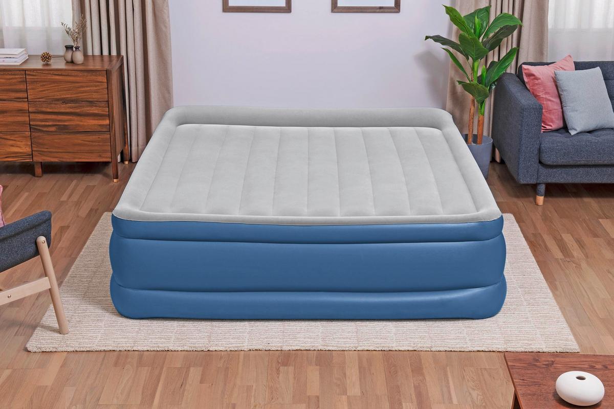 Luftbett Robert 203x193x56 Cm Bis 300kg, Inkl. Pumpe - Dunkelblau/Grau, KONVENTIONELL, Kunststoff/Metall (203/193/56cm) - Bestway