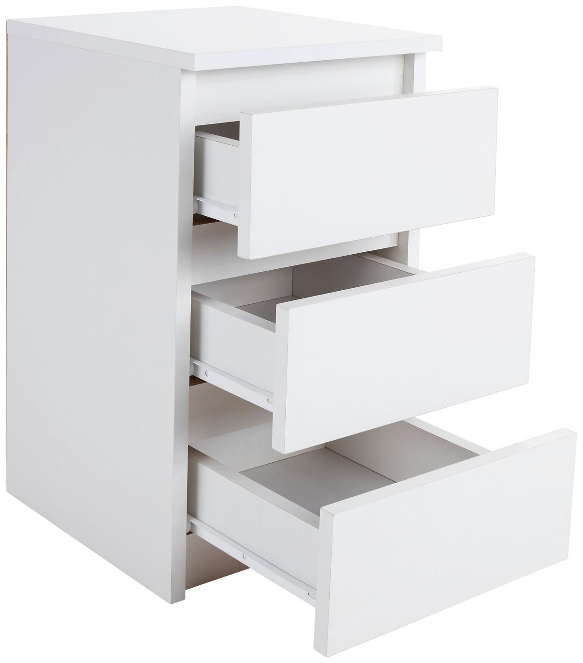 Nachtkästchen Weiß H: 55 cm Ella - Weiß, KONVENTIONELL, Holzwerkstoff (30/55/31cm)