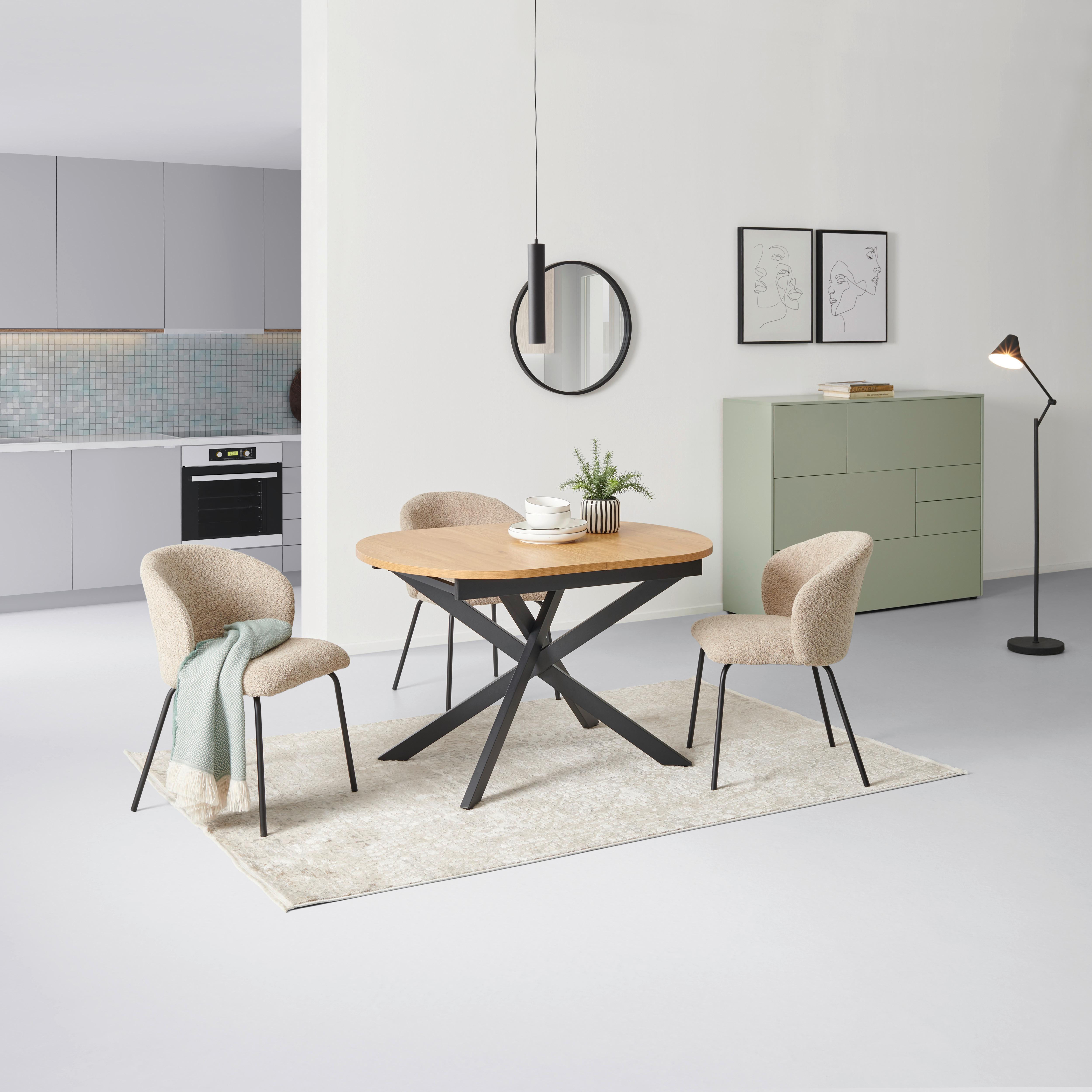 Ausziehtisch Paulo 120 Az 120-160x75x90 cm Eichefarben - Eichefarben/Schwarz, KONVENTIONELL, Holzwerkstoff/Metall (120-160/75/90cm) - MID.YOU