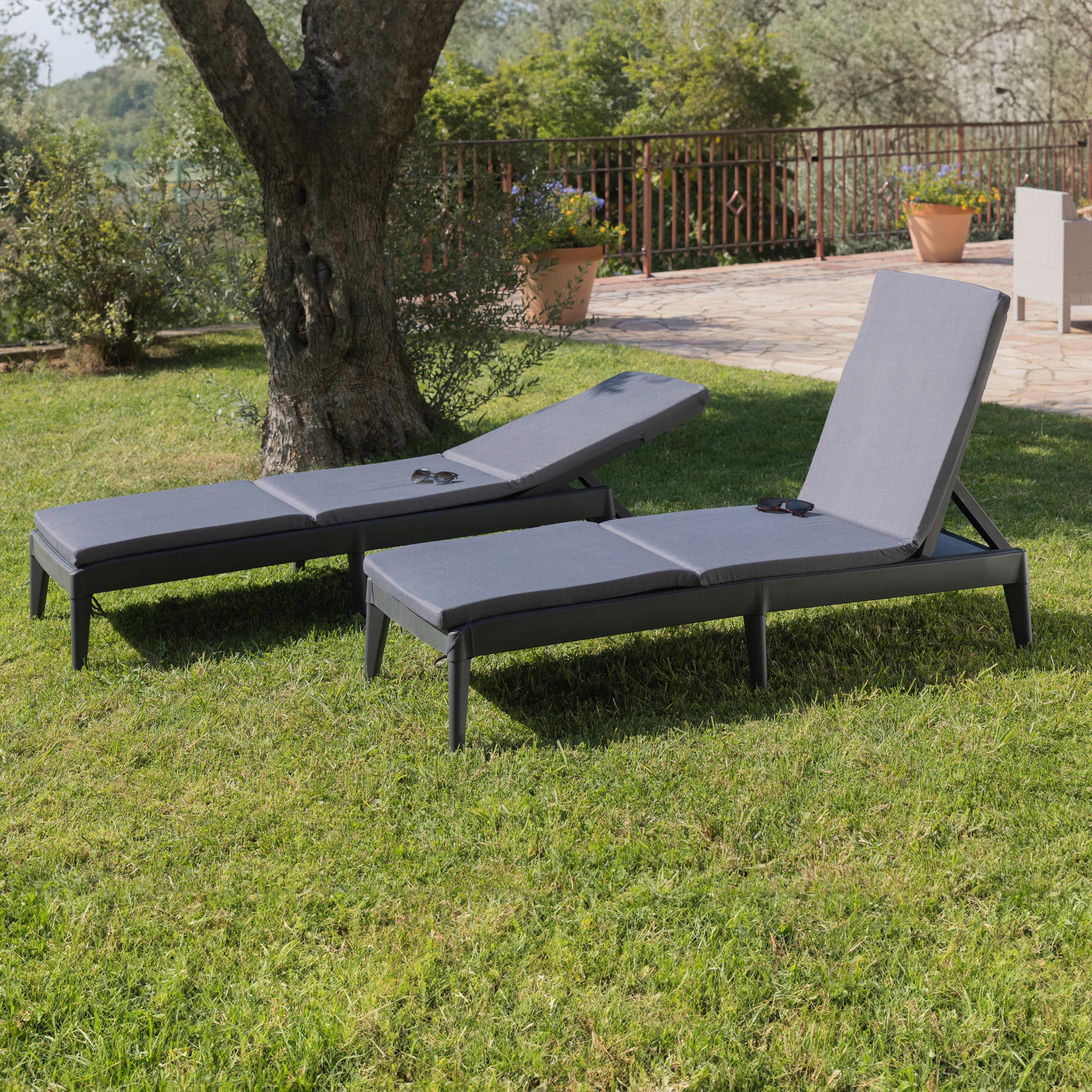 Sonnenliege Sirolo Kunststoff, verstellbar - Anthrazit, Basics, Kunststoff (186/60/32,5cm)