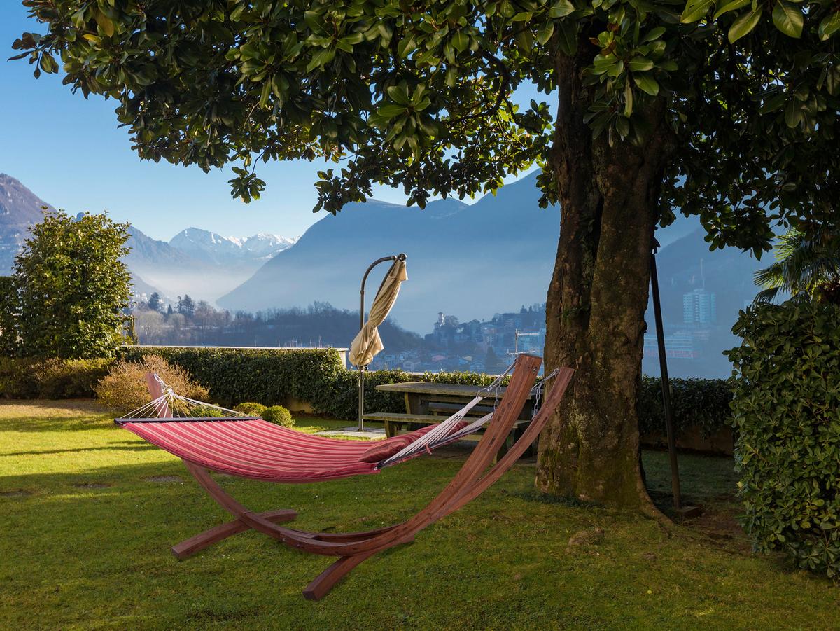 Hängemattengestell Hawaii Incl Matte - Rot/Lärchefarben, Basics, Holz/Textil (320/120/130cm) - Ambia Garden
