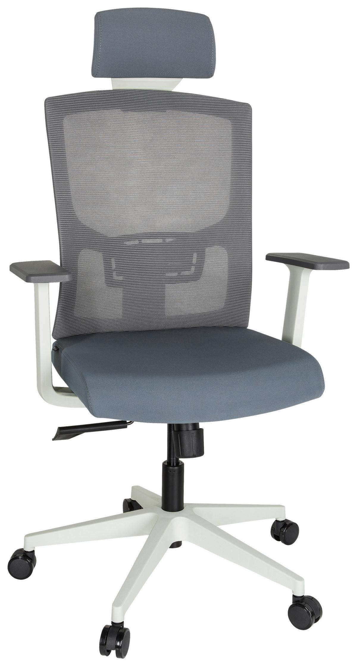 Drehstuhl Captivo Base W Armstützen Grau/Weiß Bis 120kg - Weiß/Grau, MODERN, Kunststoff/Textil (70/135/58cm) - MID.YOU