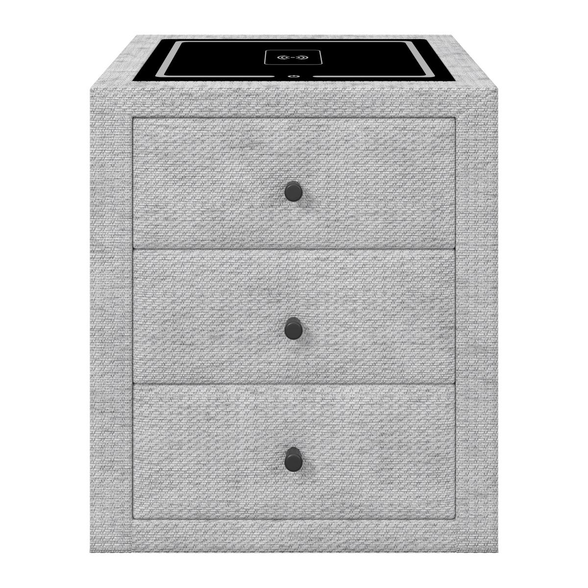Nachtkästchen Brisbane II mit Induktionsladezone B: 49,5cm - Hellgrau, Trend, Glas/Holzwerkstoff (49,5/56,5/46cm) - Sembella