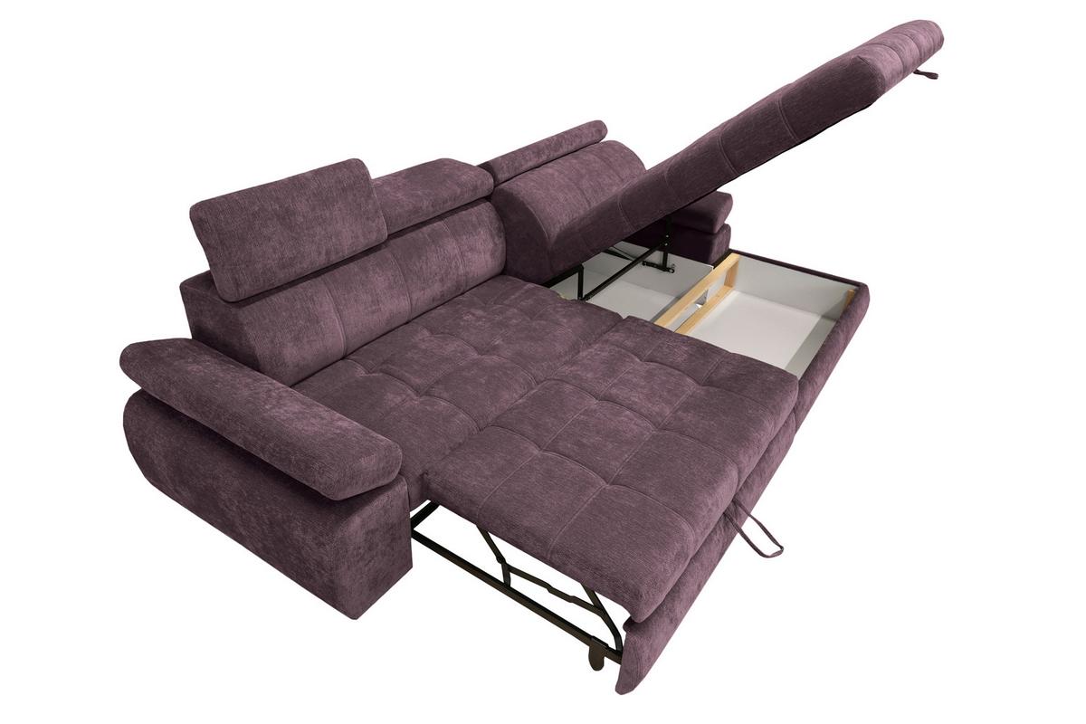 Rohová sedačka VEGAS, pravá, černicová ženilka - čierna/černicová, Design, drevo/textil (294/173cm)