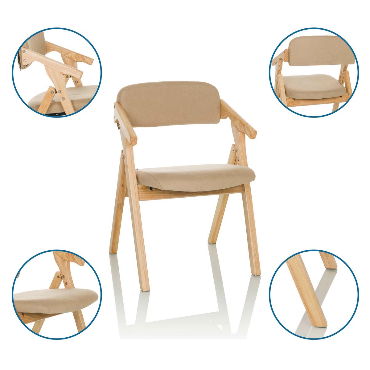 Armlehnstuhl Scandio - Beige, Basics, Holz/Textil (53/79/55cm) - MID.YOU