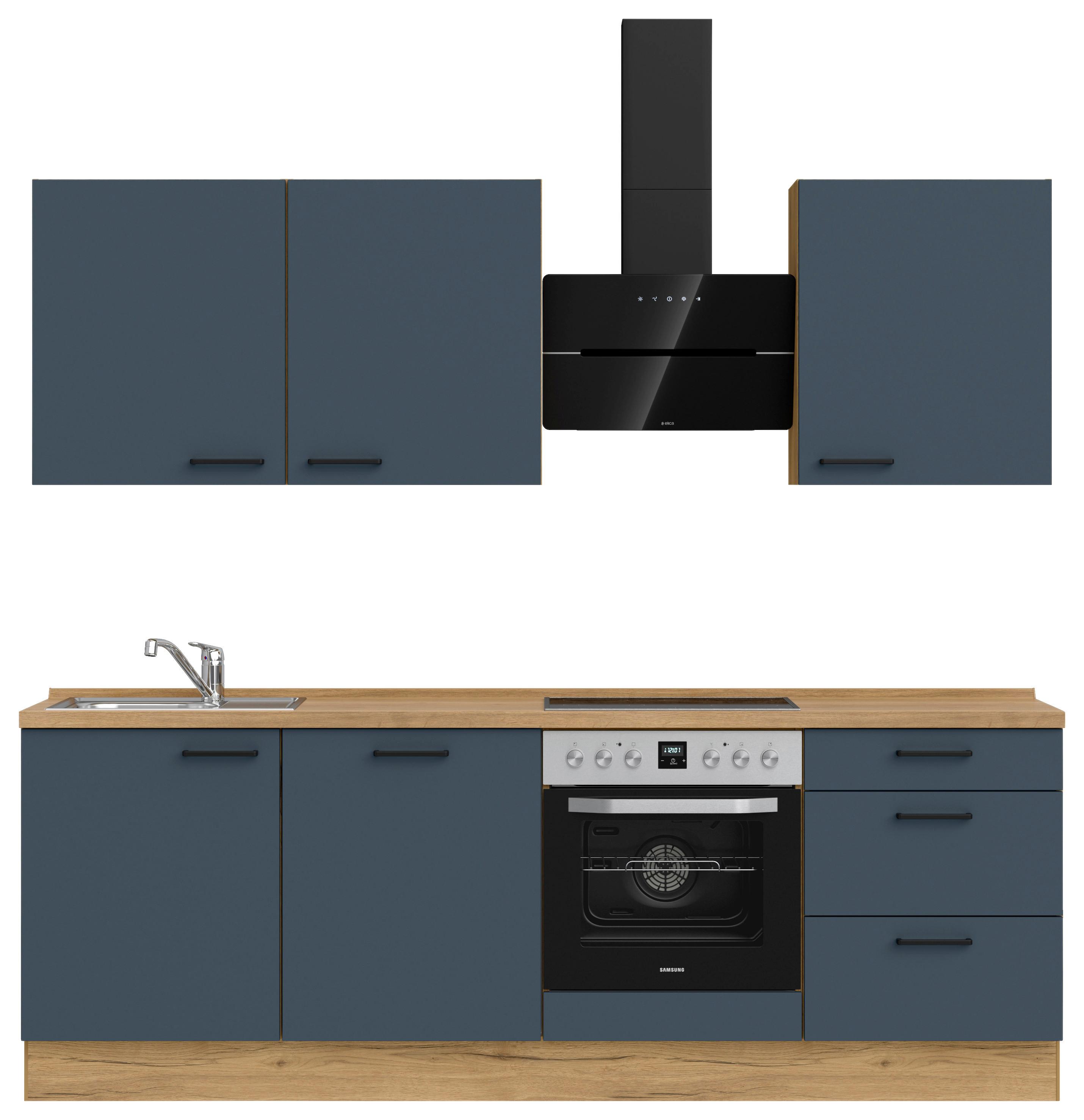 Küchenleerblock Easytouch High-Line, H9 Rechts - Blau/Eichefarben, MODERN, Holzwerkstoff (240cm) - Nobilia