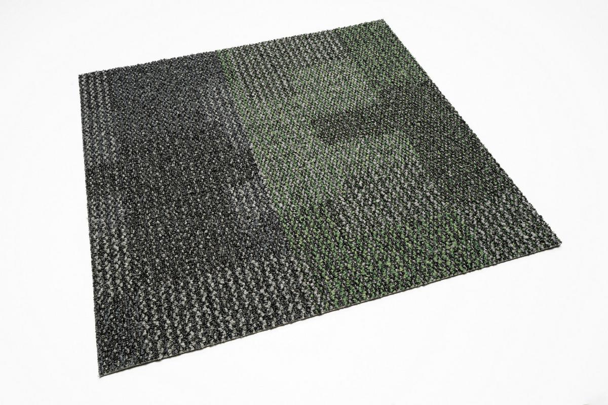 Teppichfliese Grau/Grün Essential 50x50cm Florhöhe 3mm - Grau/Grün, Basics, Textil (50/50cm)