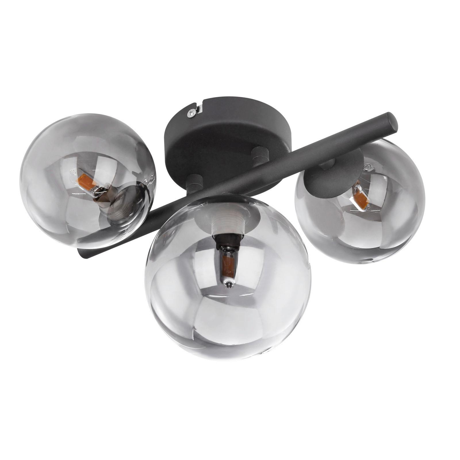 LED-Wandleuchte Riha 3-Flammig Rauchglas - Schwarz, Design, Glas/Metall (28/19cm) - Globo