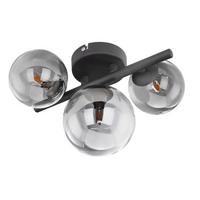 Led-wandleuchte Riha 3-Flammig Rauchglas - Schwarz, Design, Glas/Metall (28/19cm) - Globo