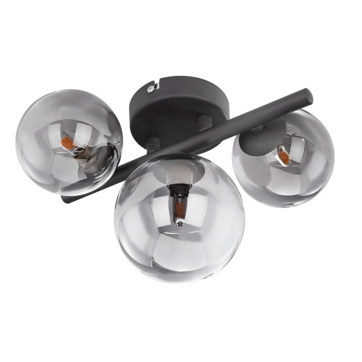 Led-wandleuchte Riha 3-Flammig Rauchglas - Schwarz, Design, Glas/Metall (28/19cm) - Globo