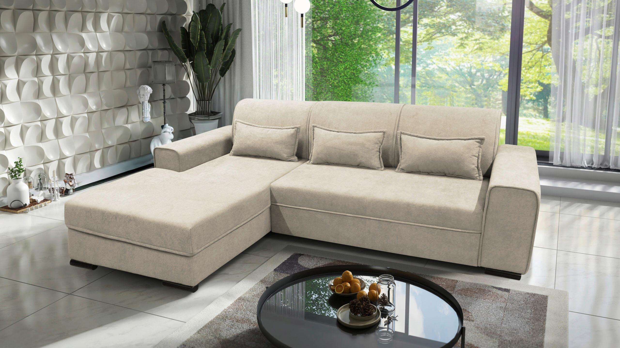 Ecksofa Classic Beige 175x270 cm - Beige/Schwarz, Design, Textil (175/270cm) - MID.YOU