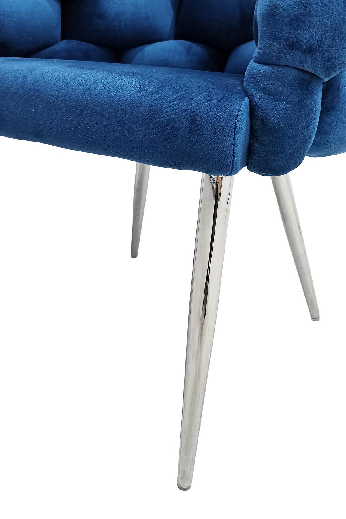 Armlehnstuhl-Set Grace 125 - Blau/Silberfarben, MODERN, Textil/Metall (65/79/61cm) - Kayoom