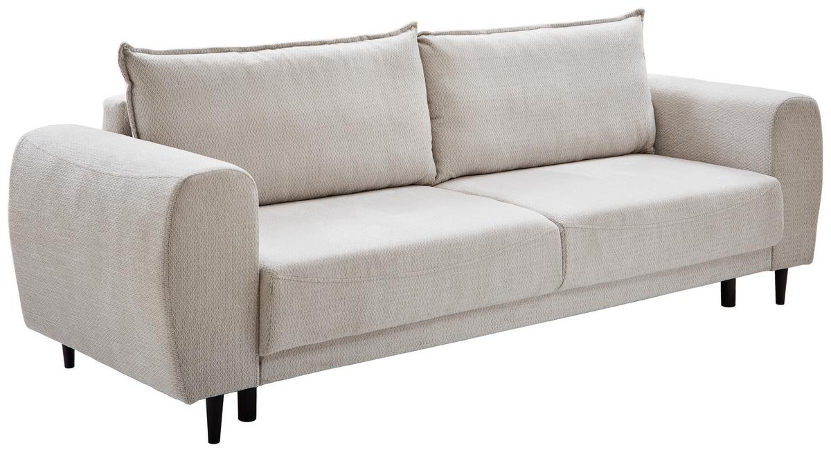 3-sitzer-sofa Mit Schlaffunktion Siena B: 245 Cm - Hellgrau/Schwarz, Design, Textil (245/85/92cm) - Livetastic