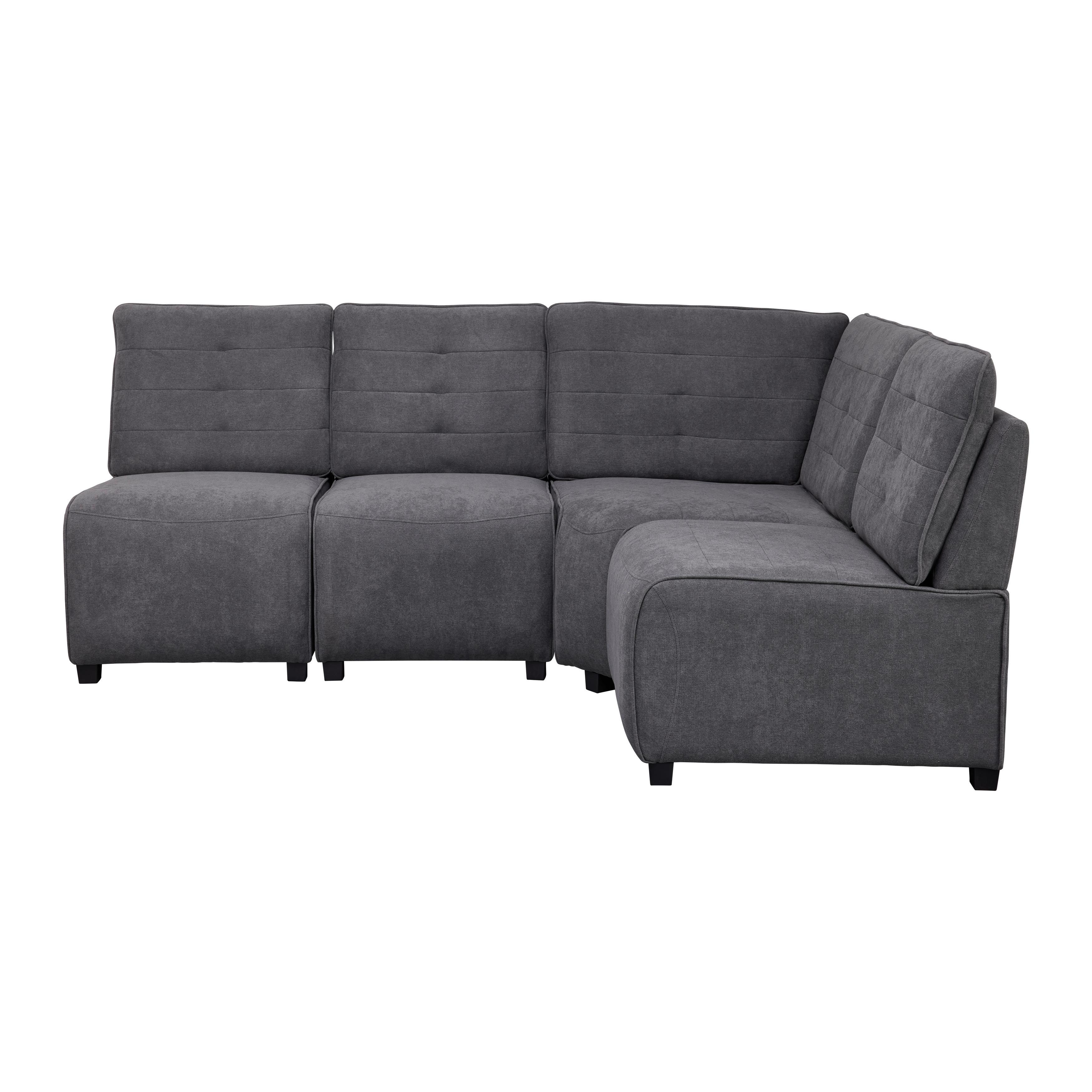 Sedací souprava VICTOIRE tmavě šedá - černá/tmavě šedá, Moderní, dřevo/textil (215/154cm) - Bessagi Home