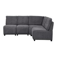 Sedací souprava VICTOIRE tmavě šedá - černá/tmavě šedá, Moderní, dřevo/textil (215/90/83cm) - Bessagi Home