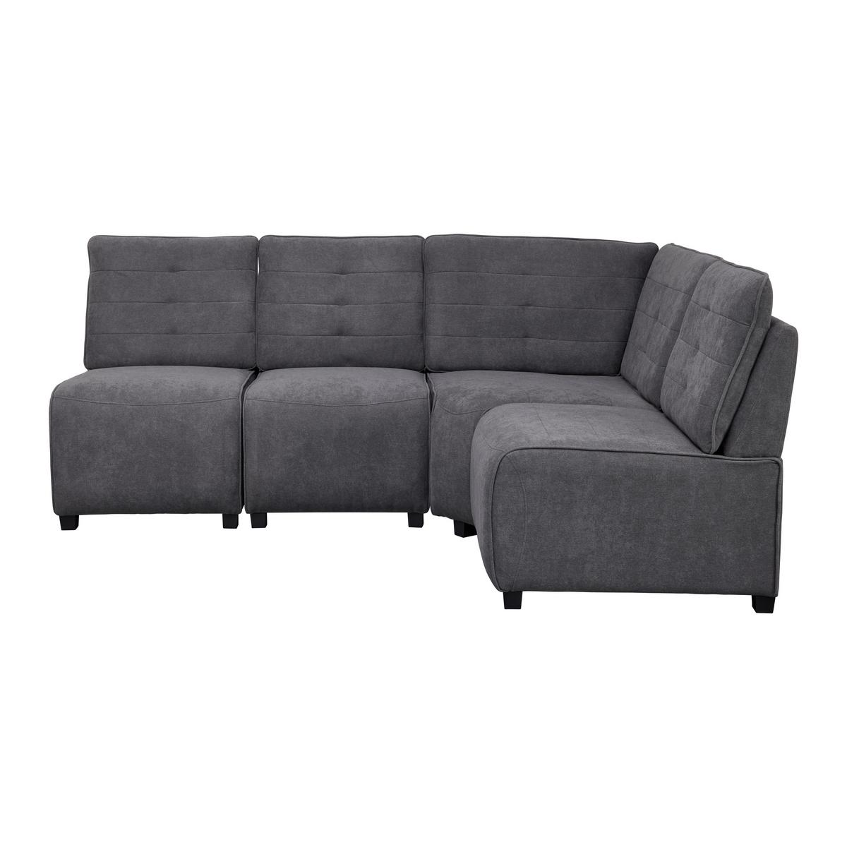 Sedací souprava VICTOIRE tmavě šedá - černá/tmavě šedá, Moderní, dřevo/textil (215/90/83cm) - Bessagi Home