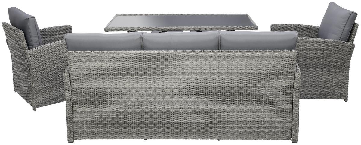 Lounge Garnitúra Malta - sötétszürke/szürke, Modern, műanyag/Üveg (145/68/70cm) - Beldano