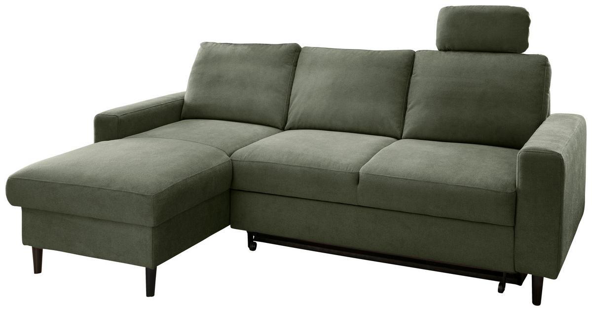 Eckschlafsofa Passione Dunkelgrün S: 147x234 cm - Dunkelgrün/Schwarz, MODERN, Textil (147/234cm) - Livetastic