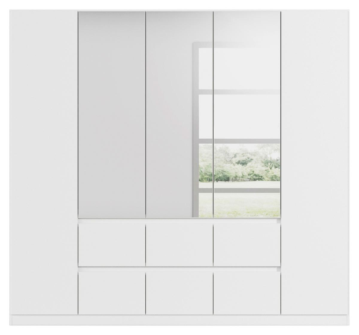 Drehtürenschrank Mainz Weiß B: 226 cm - Silberfarben/Weiß, Basics, Holzwerkstoff (226/210/54cm) - Rauch Möbel