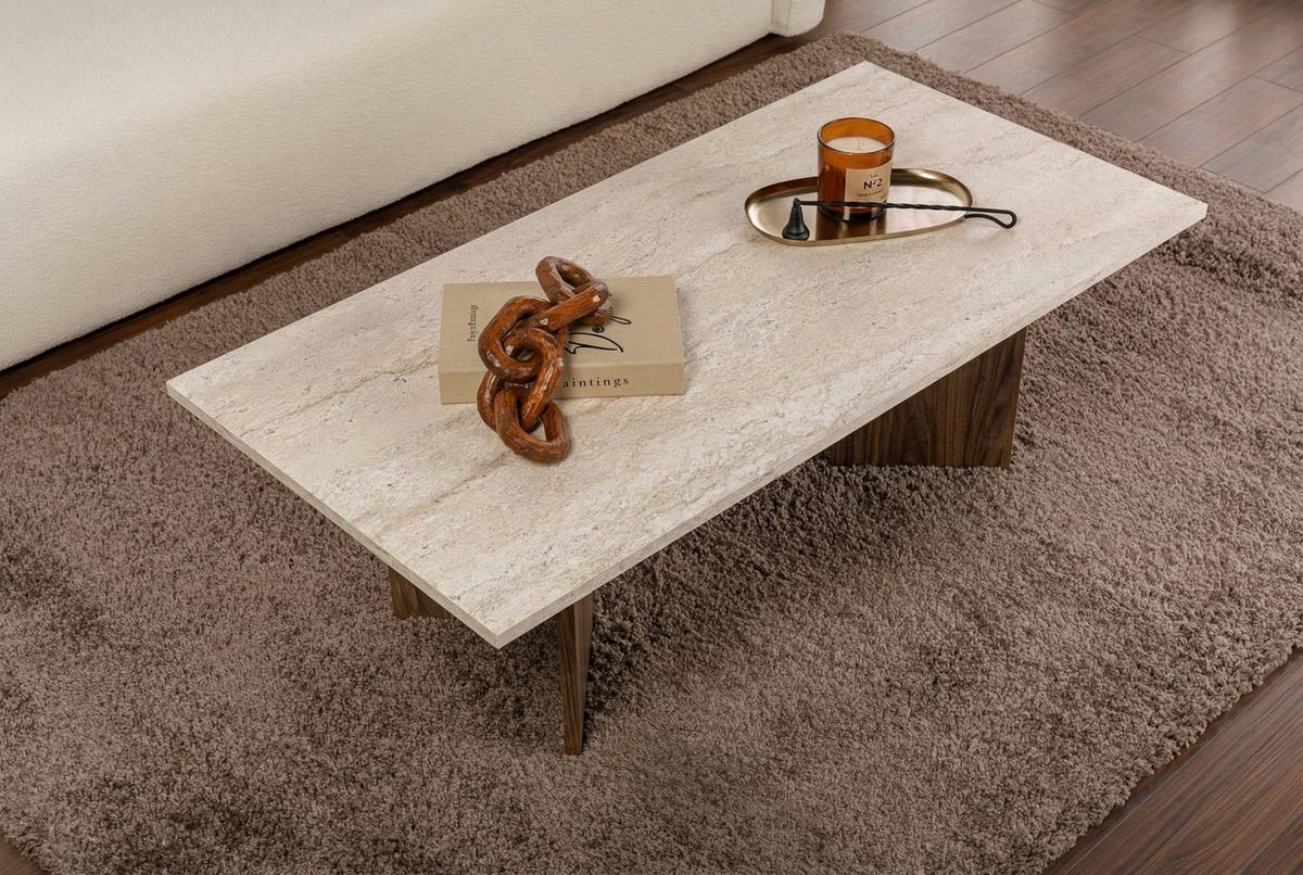 Couchtisch Sabin Creme/Walnussfarben B: 119cm - Walnussfarben/Creme, Design, Holzwerkstoff (119/40/60cm) - MID.YOU