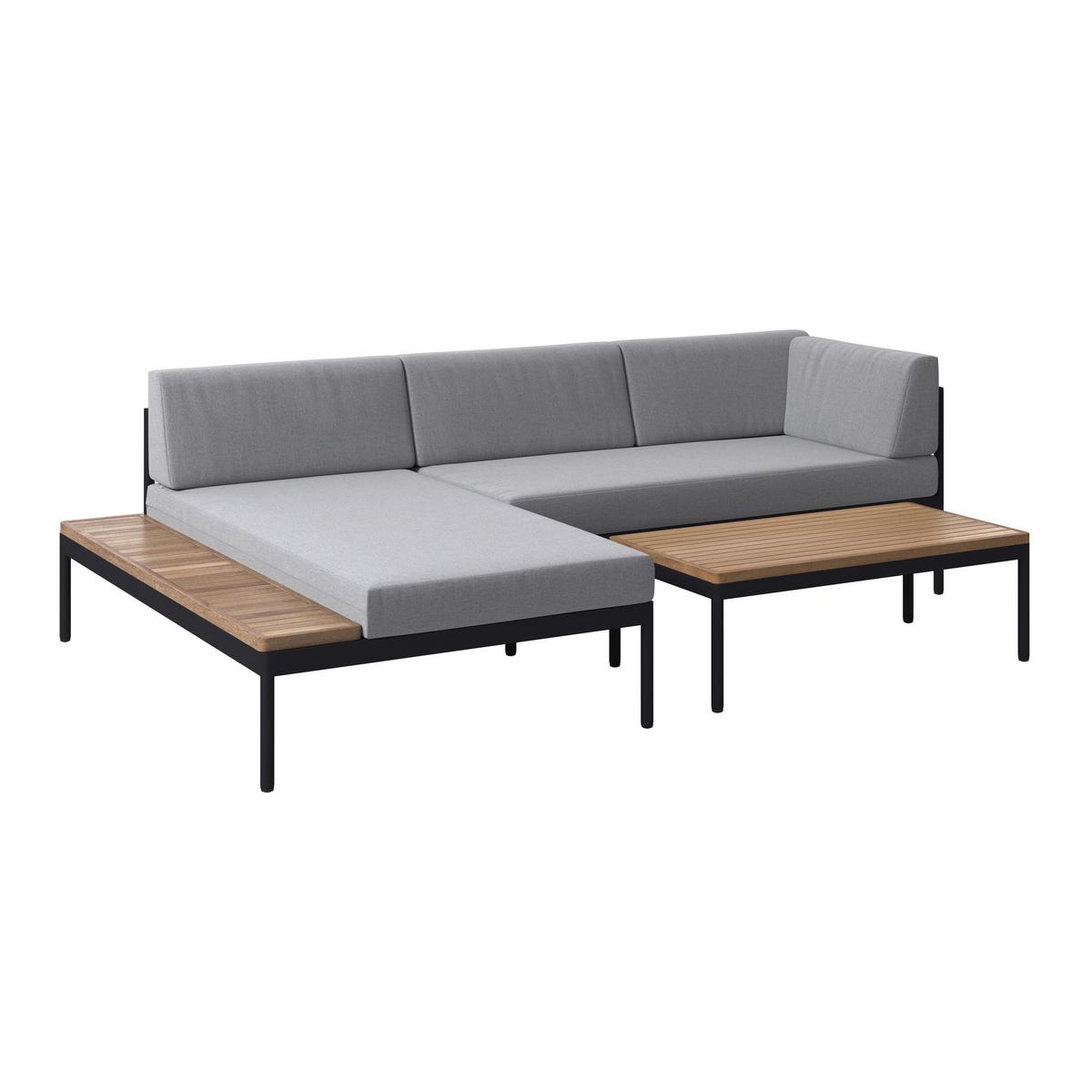 Loungegarnitur 3-Tlg Casablanca Holz/Metall +kissen - Grau/Akaziefarben, MODERN, Holz/Textil (149/99cm) - Beldano
