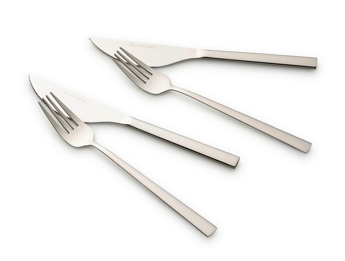 Pizzabesteckset 4-Teilig für 2 Personen - Silberfarben, Basics, Metall (23cm) - Echtwerk