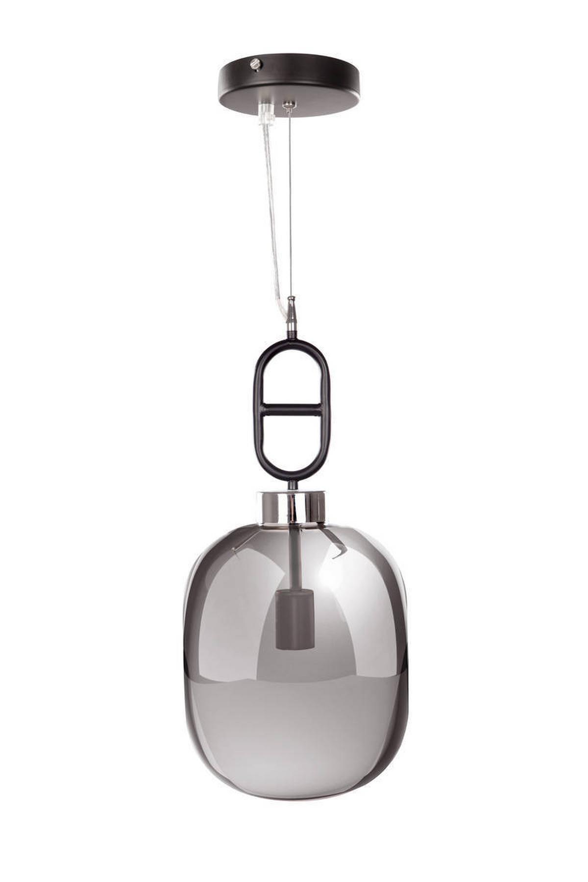 Hängeleuchte Calai H: 150 cm 1-Flammig - Schwarz/Grau, Trend, Glas/Metall (25/150/25cm) - Kayoom