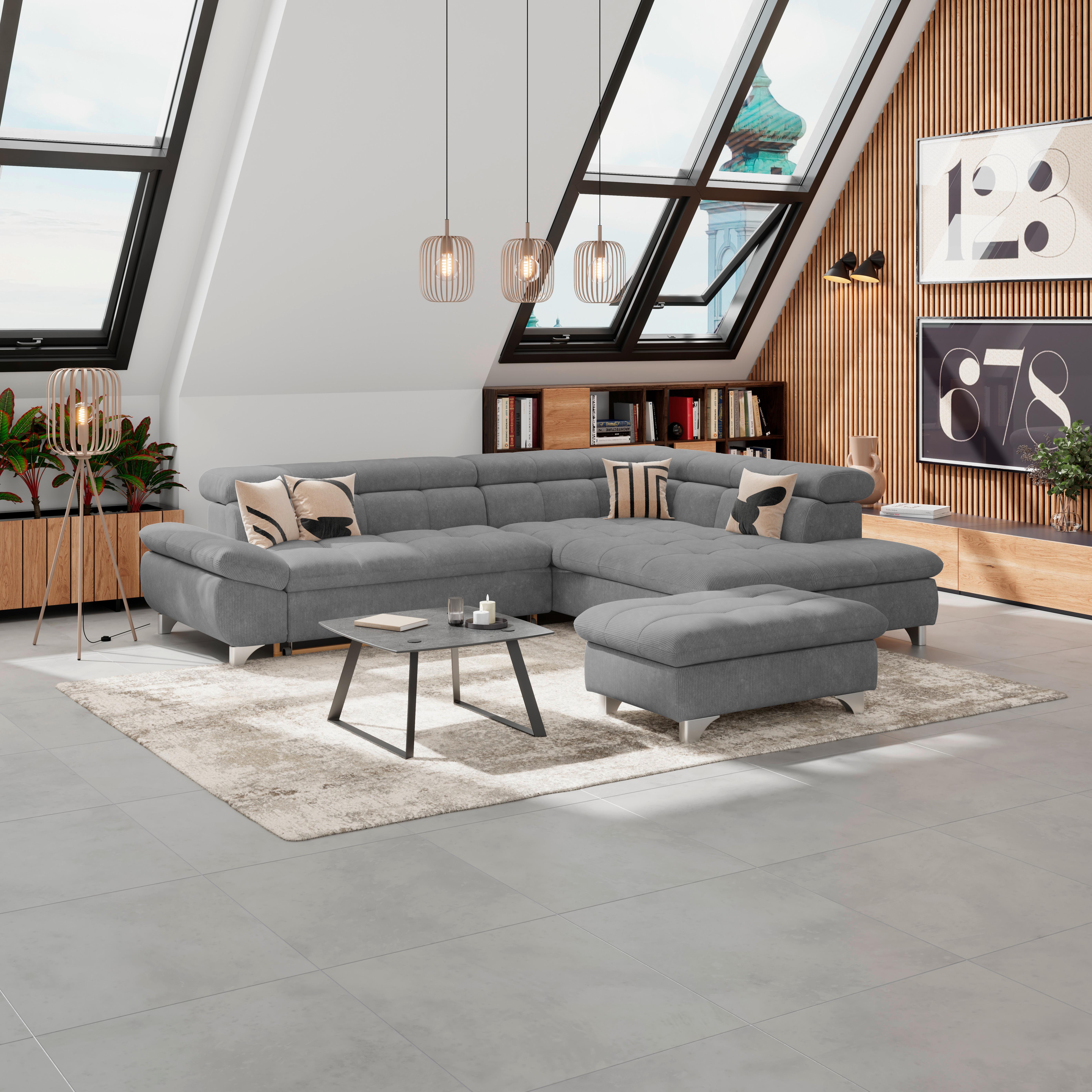 Hocker Gemini Anthrazit, B: 108cm - Chromfarben/Anthrazit, KONVENTIONELL, Textil (108/46/108cm)