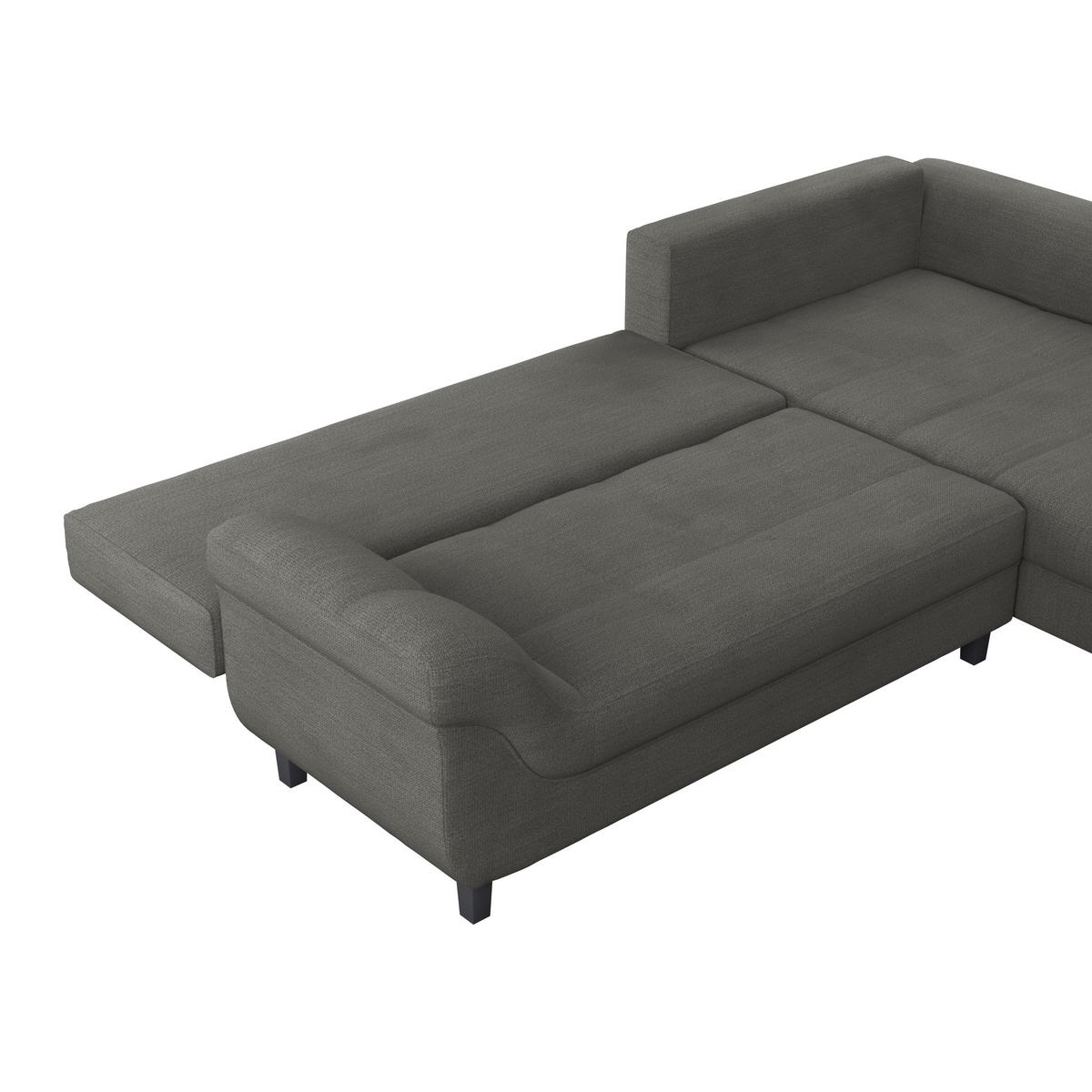 Ecksofa mit Schlaffunktion Mendoza New Chenille 309x197cm - Anthrazit/Schwarz, KONVENTIONELL, Textil (309/197cm) - Ondega