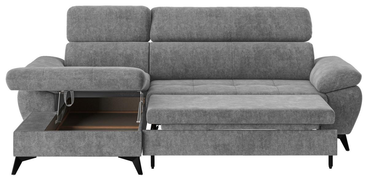 Ecksofa mit Bettkasten Hudson 166x261 cm Grau - Schwarz/Grau, Textil (166/261cm) - MID.YOU