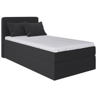 Boxbett mit Topper 120x200 Jubi - Anthrazit/Schwarz, KONVENTIONELL, Holz/Textil (120/200cm)