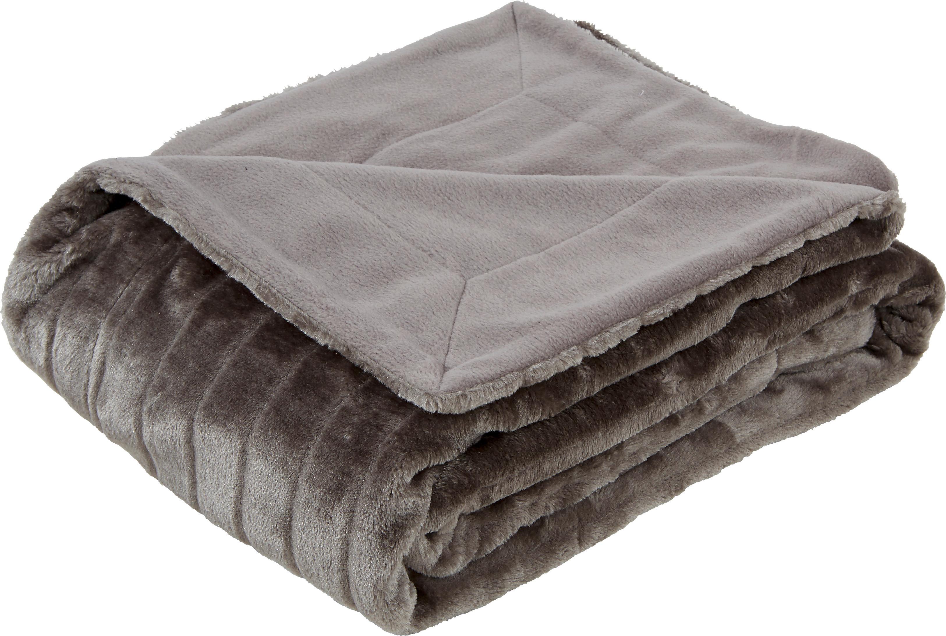 Kuscheldecke Emma Grau 150x200 cm Double Face - Grau, KONVENTIONELL, Textil (150/200cm) - Ondega