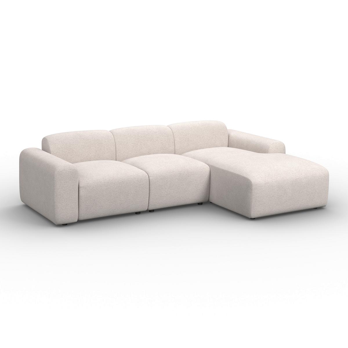 Rohová sedačka MARLO, obojstranná, krémová ženilka - čierna/krémová, Modern, drevo/textil (263/162cm) - Bessagi Home