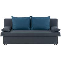 Rozkládací pohovka NEO, tmavě šedá/modrá, s polštáři - modrá/černá, Basics, textil/plast (192/82/82cm) - Based
